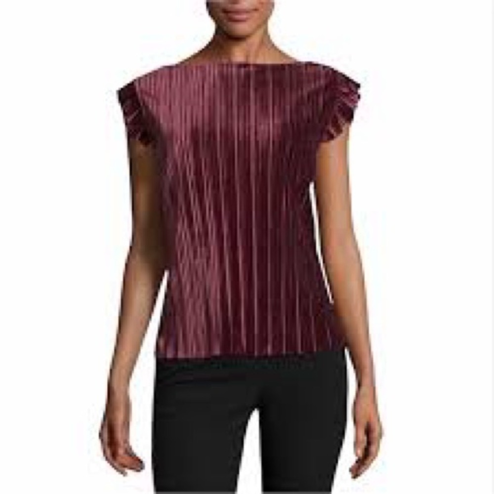 Worthington Burgundy Cap Sleeve Blouse